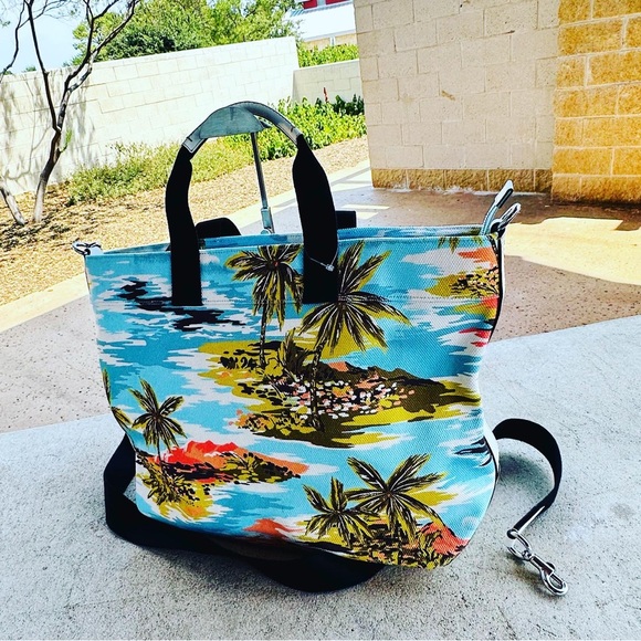 Coach Hawaiian Palm tree print canvas crossbody shoulder bag & wallet NWT - Picture 5 of 10